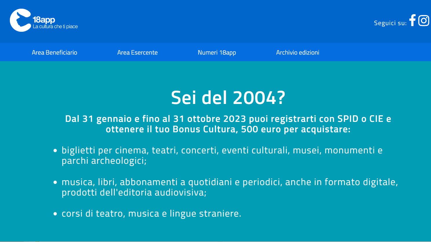 Bonus cultura – edizione 2023 (per i nati nel 2004) – Sportello Famiglia  Thiene