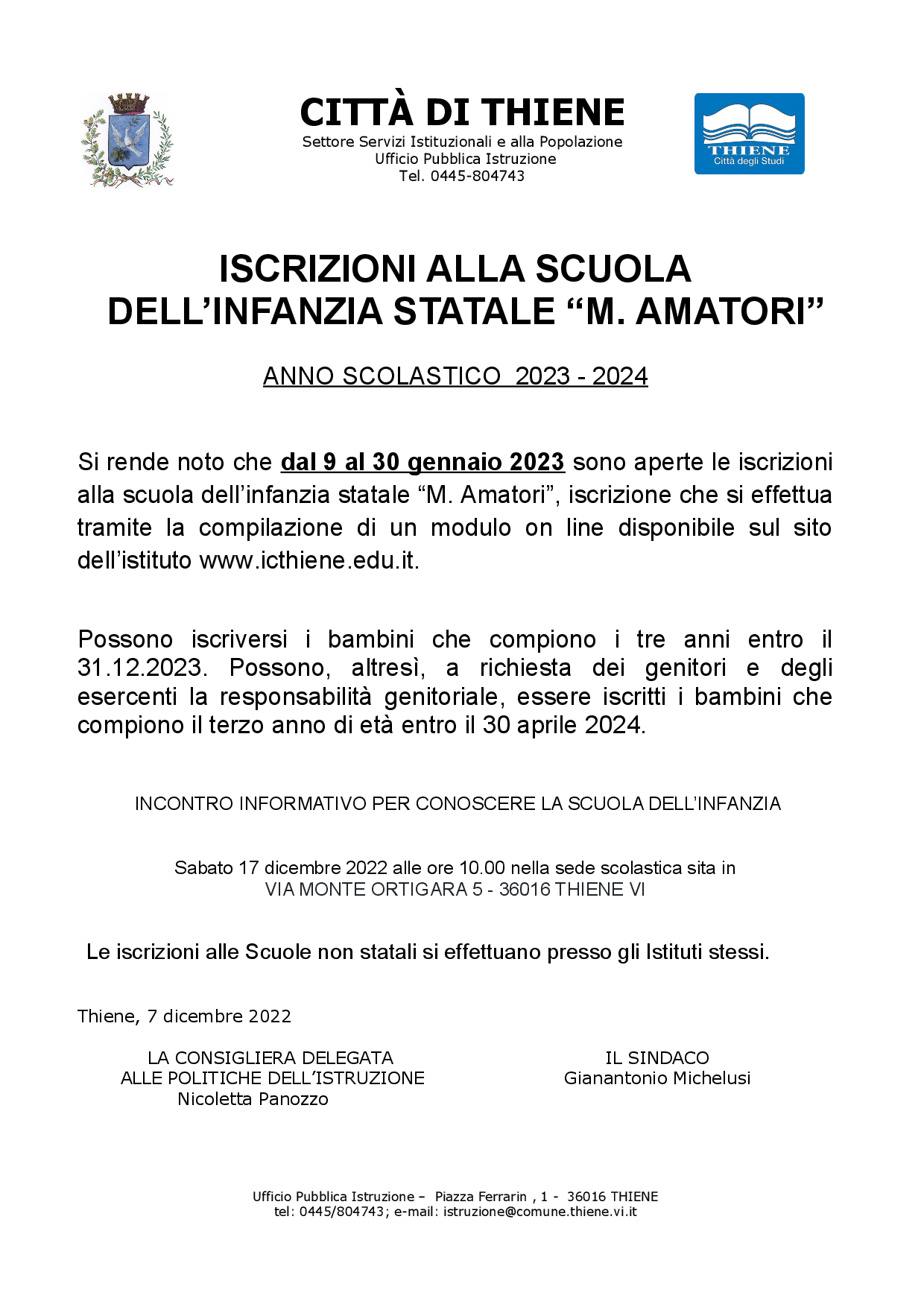 Manifesto dell'Ufficio Pubblica Istruzione