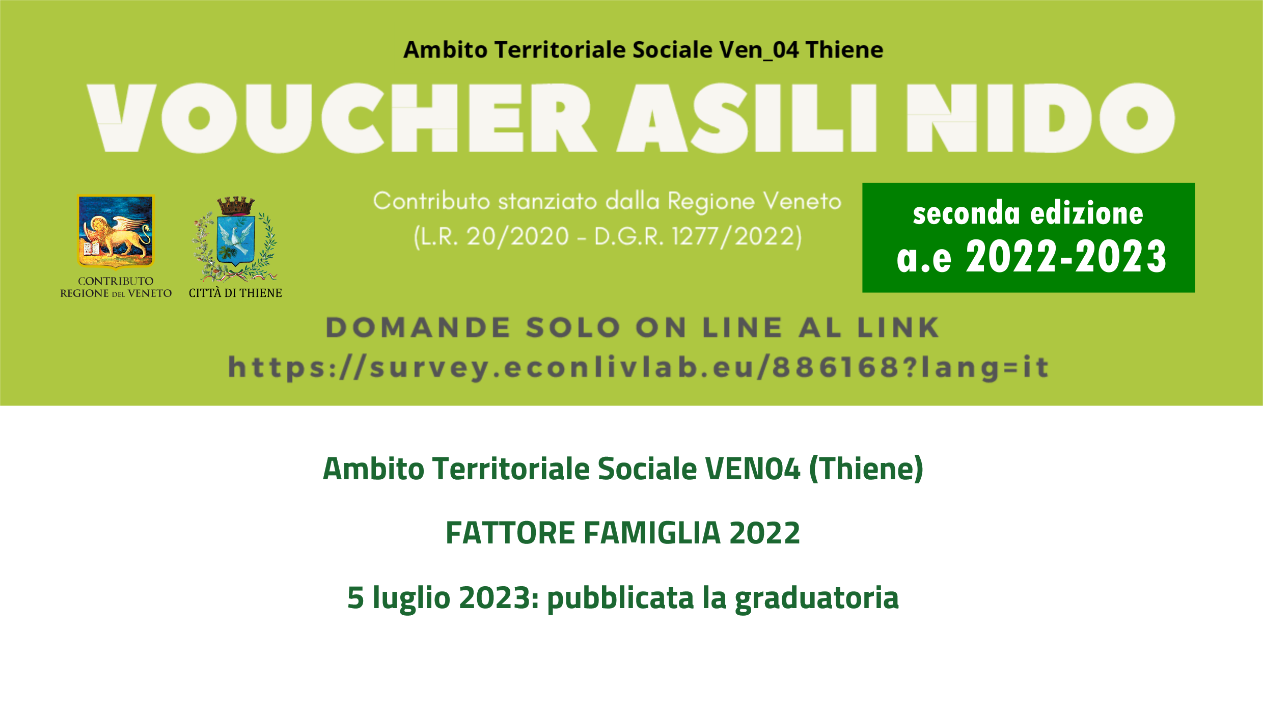 avviso pubblicazione graduatoria Voucher Asili Nido (2a ed)